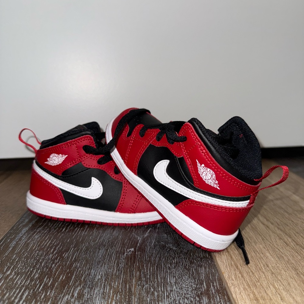 Nike Jordan Kids Red and Black Sneakers with White Accents